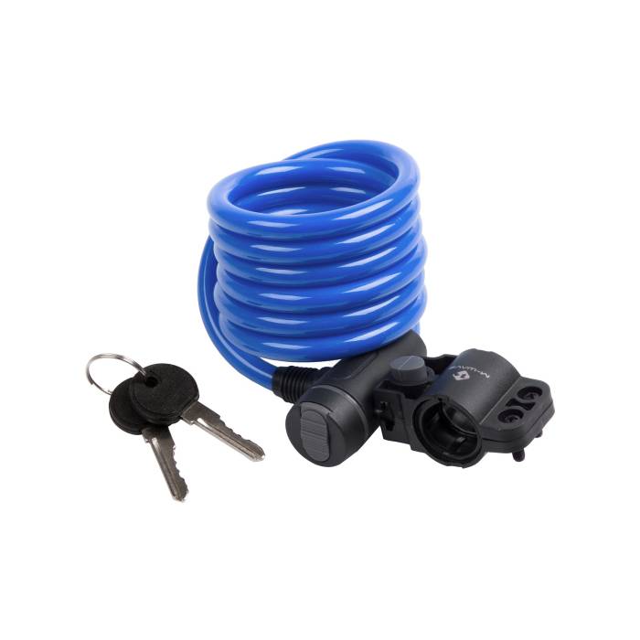 Zár spirál kulcsos 10 x 1800 mm - m-wave (tartóval) kék