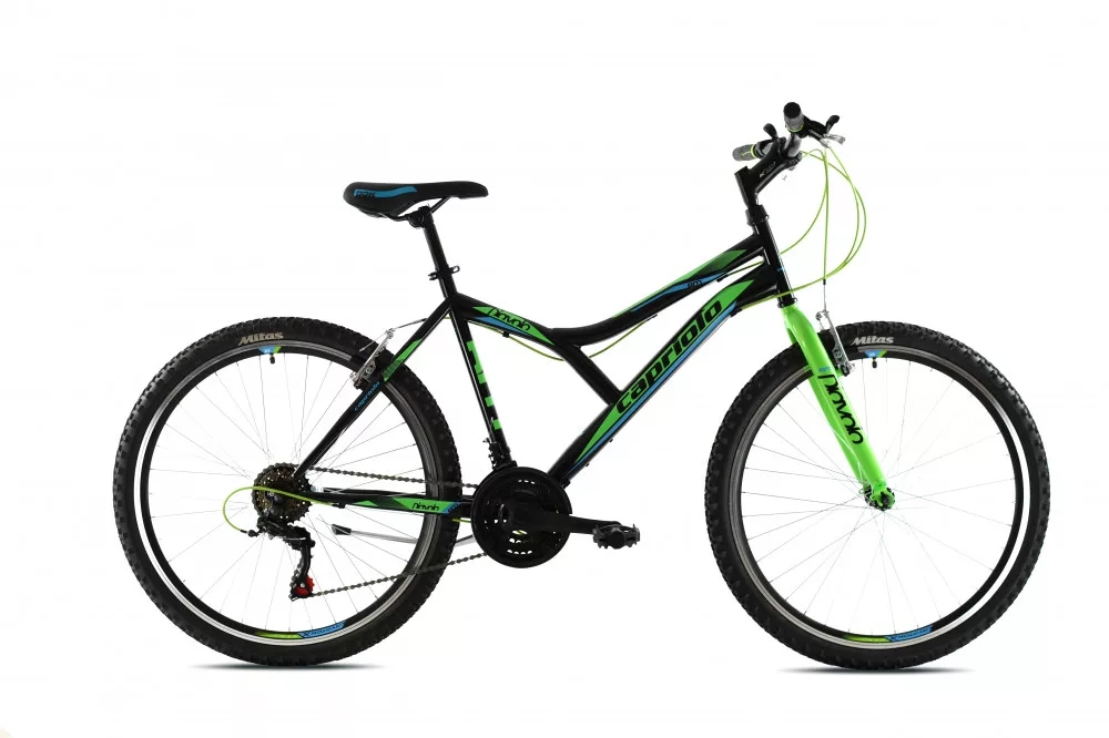 Capriolo Diavolo 600 26” férfi MTB kerékpár 17” Fekete-Zöld-Kék 