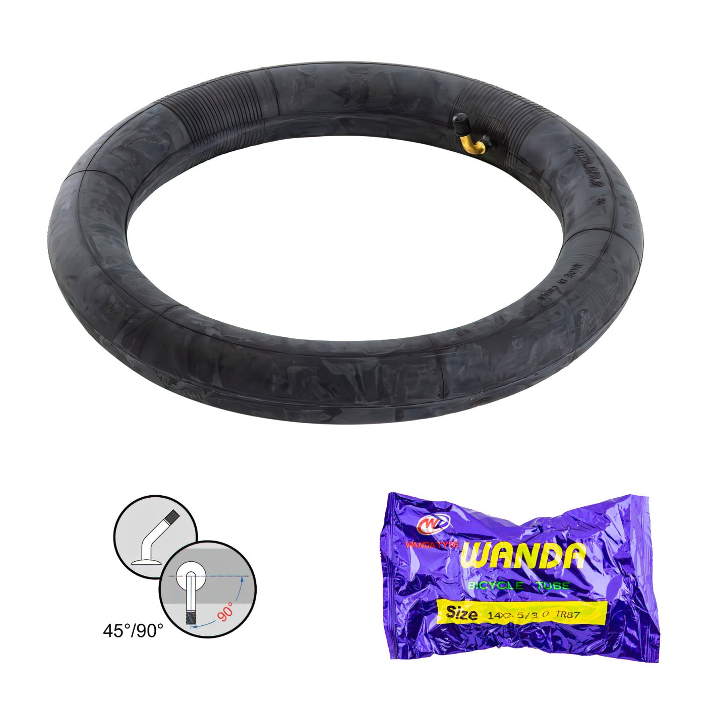 Tömlő 14X2,5-2,70 WANDA AV 45°/90° E-BIKE 57/66-254