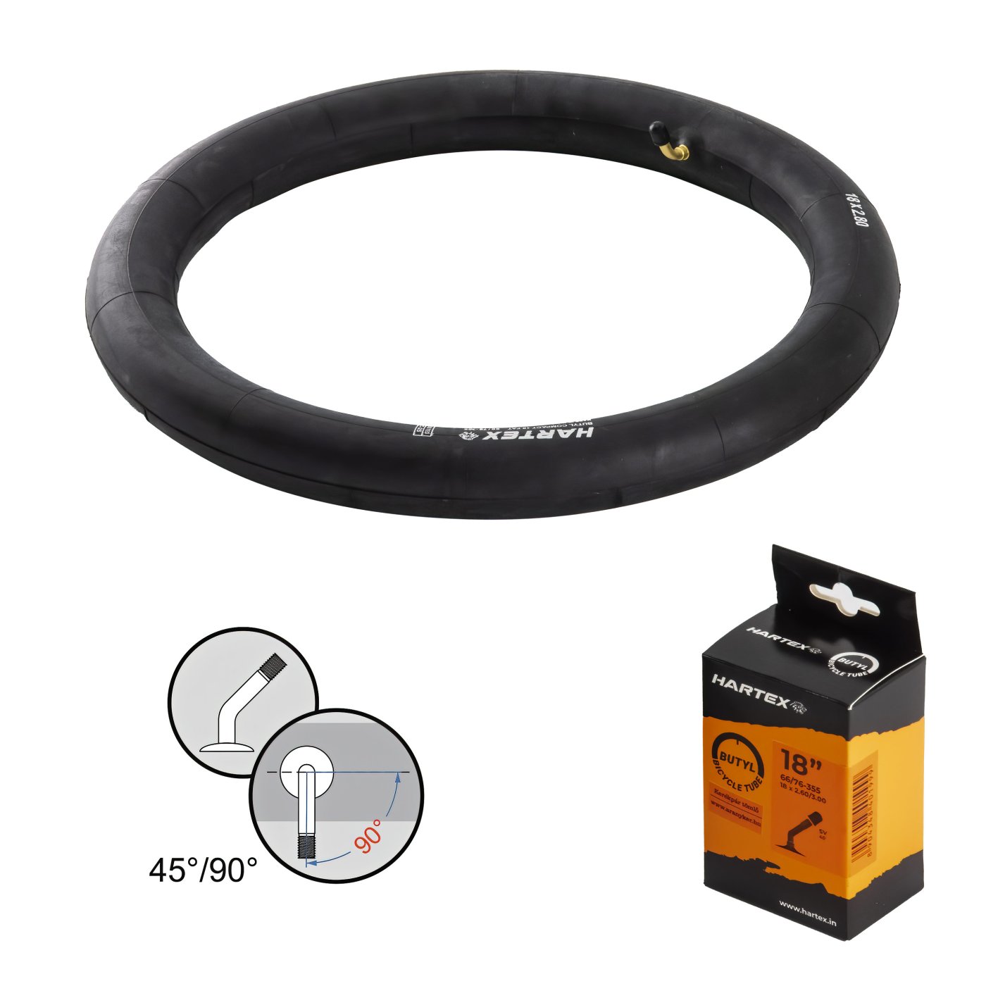 Tömlő 18X2,60/3.00 HARTEX AV90/45° E-BIKE 66/76-355 XTRA WIDE 18