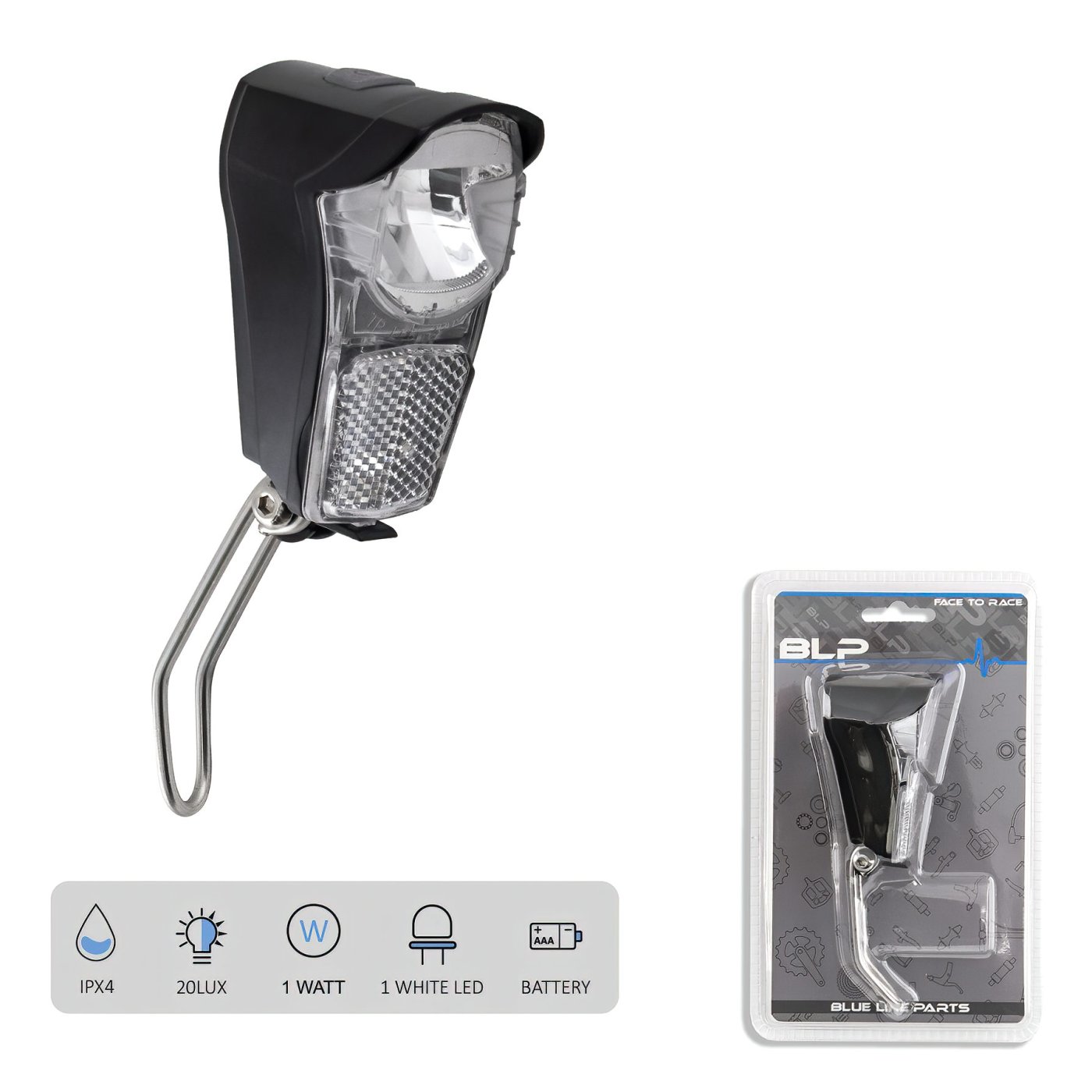 ELSŐLÁMPA ELEMES 1LED 20 LUX BLP VILLÁRAFEKETE ELEM NÉLKÜL