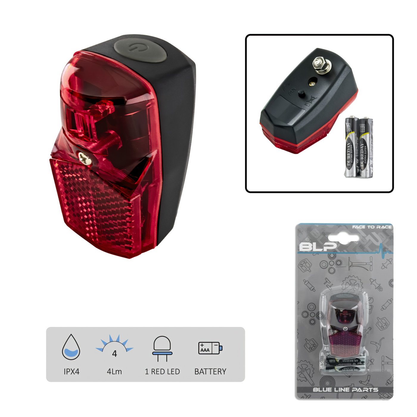 HÁTSÓLÁMPA SÁRVÉDŐRE ELEMES 1 LED+ELEM BLP