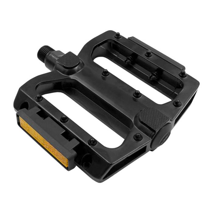 Pedál MVTek FLAT Aluminium fekete, CR-Mo tengely, 107x105x24mm