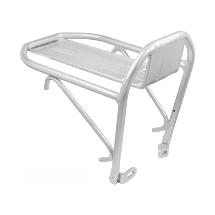 Csomagtartó MVTek első, féktüskére szerelhető,24"/26"/28" alu, ezüst, Max:10kg