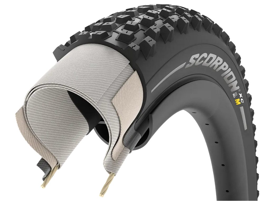 Külső Pirelli Scorpion™ MTB M XC Calssic 120 TPI Defektvédelem: ProWall Tubeless ready(belső nélküli) fold. 29" x 2,2 fekete/beige