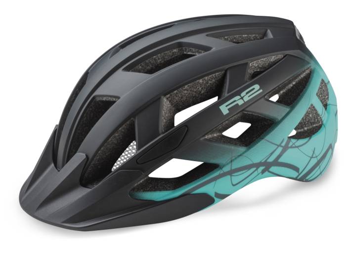 Bukósisak R2 LUMEN ATH18U/M ledes, mentakék-fekete,  matt (55 - 59 cm)