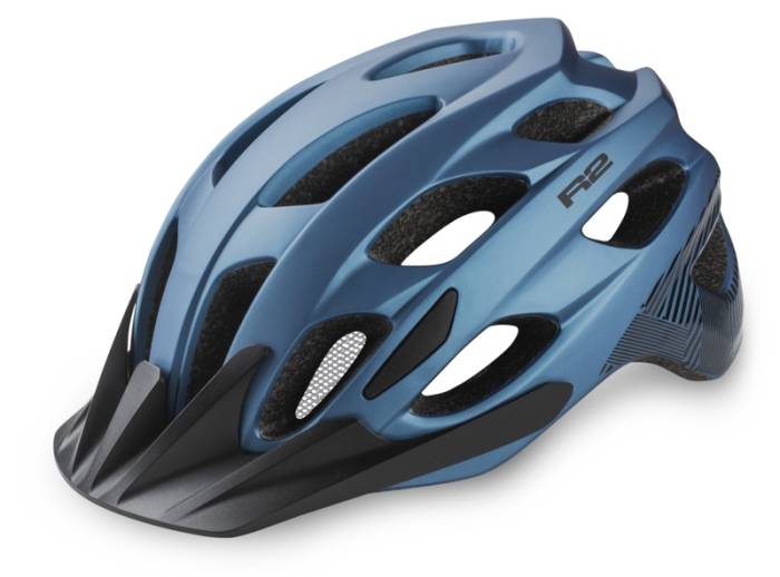 Bukósisak R2 CLIFF ATH22J/M-es Inmold, matt fekete/kék (55-58 cm)