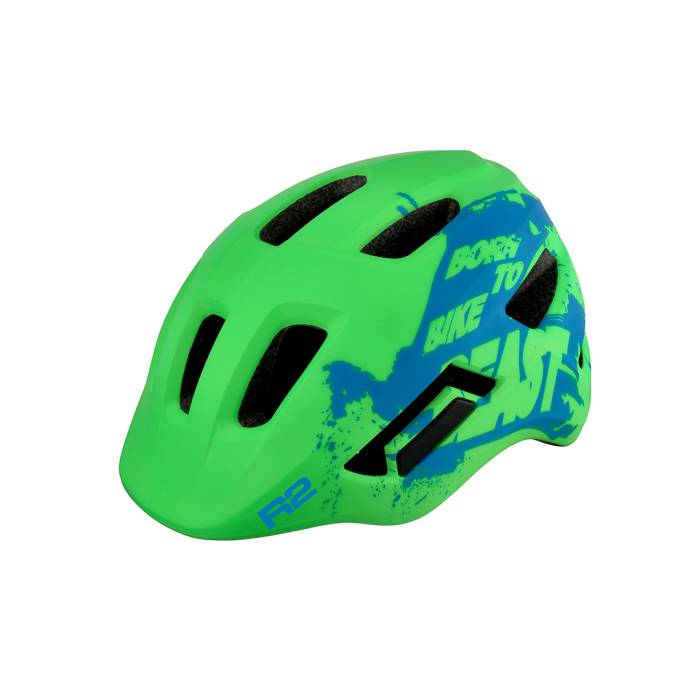 Bukósisak R2 gyerek PULSE ATH40B/XS NEONZÖLD/KÉK inmold. (48-52cm)
