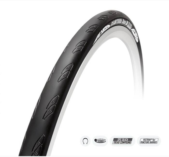 Külső TUFO COMTURA DUO 25-622 225gr. (700x25C) 6-9 bar (90-130 p.s.i.) fekete