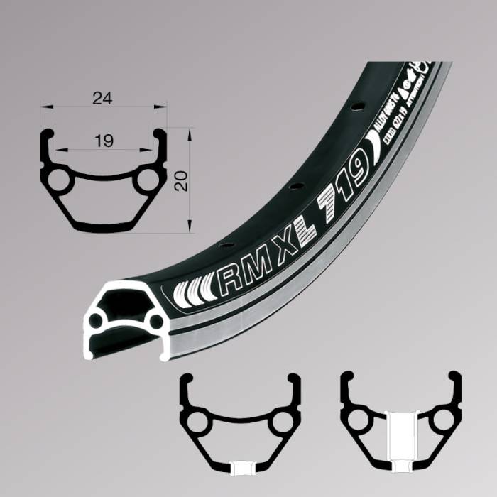 Felni REMERX DRAGON 719-L 26" 559x19 32H fekete DUPLÁN szegecselt fékfelületes