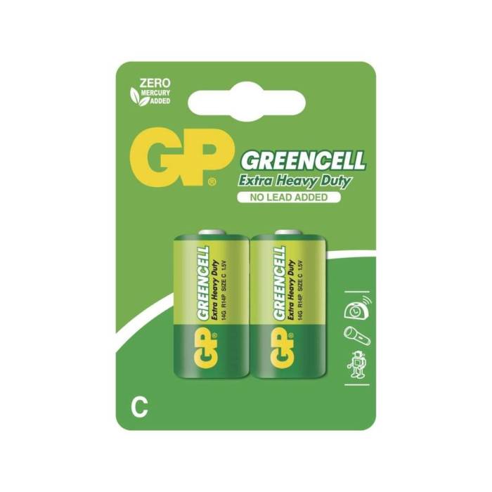elem GP BABY 1,5V 2db-os (GREENCELL) bliszteres R14 GP14G-2U2 GP14G-C2