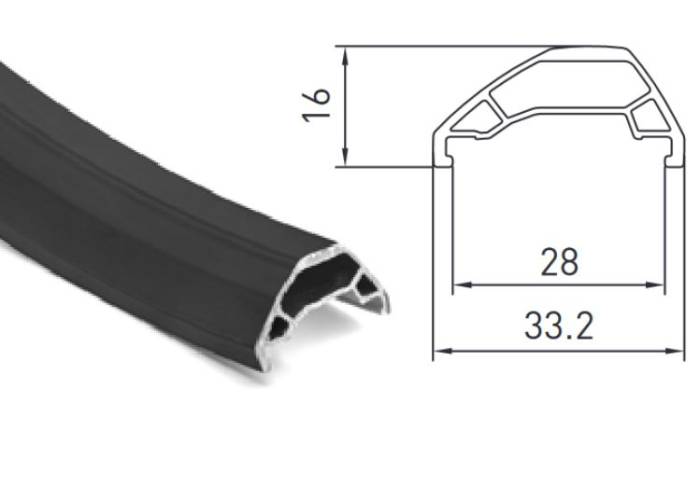 Felni Gipiemme 816 DISC (N25) aszimmetrikus 29" 622-28mm, h:16mm, fekete 32H, szegecselt, tárcsafékes