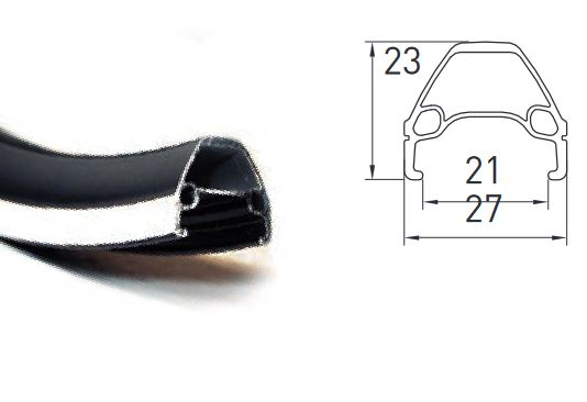 Felni Gipiemme NEPAL 27,5" (650B) 584-21mm, h:23mm fekete 36H, nem szegecselt, fékfelületes