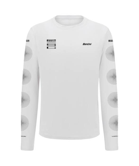 Póló Santini PIRELLI unisex hosszú ujjú fehér L