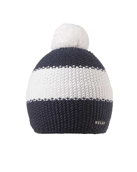 Téli kötött bojtos sapka FELNŐTT MÉRET Relax LEGOS sötétkék/fehér (RKH222D)