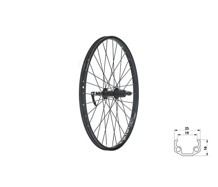 Hátsó kerék KLS WASPER CASSETTE V-brake, QR, 24