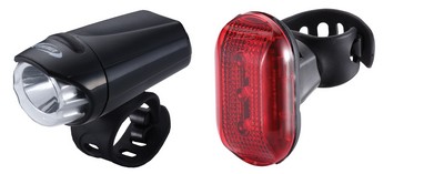 BBB Cycling kerékpáros lámpa szett BLS-76 EcoCombo, 0.2W LED, 2 mód, 3xAAA és 2xAAA elemes (elsõ és hátsó), gumis felfogatással