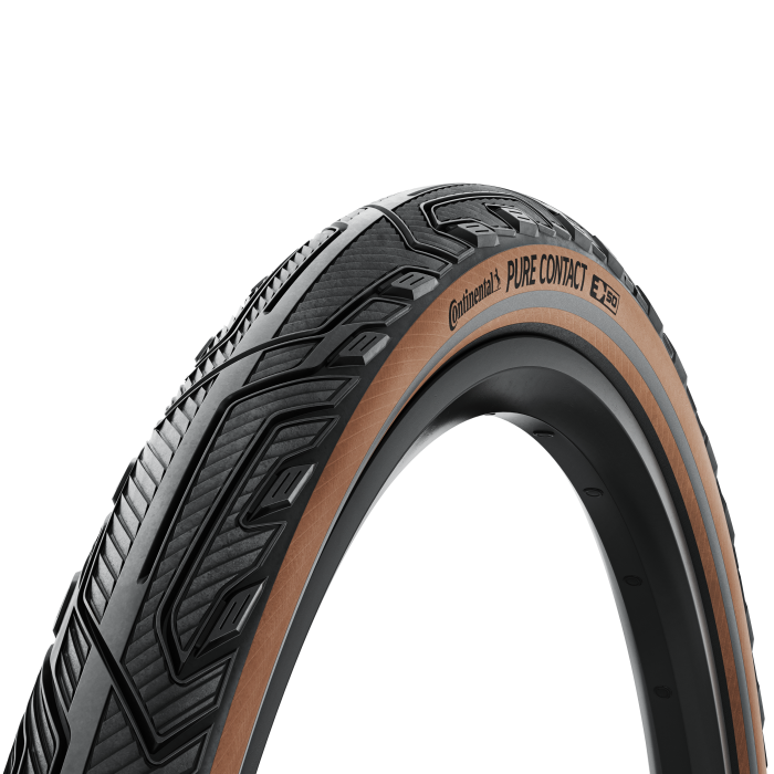 Continental kerékpáros külsõ gumi 55-622 Pure CONTACT 28x2,2 fekete/kávébarna, Skin grafit reflektoros, hajtogathatós - 1 éves defektgaranciával