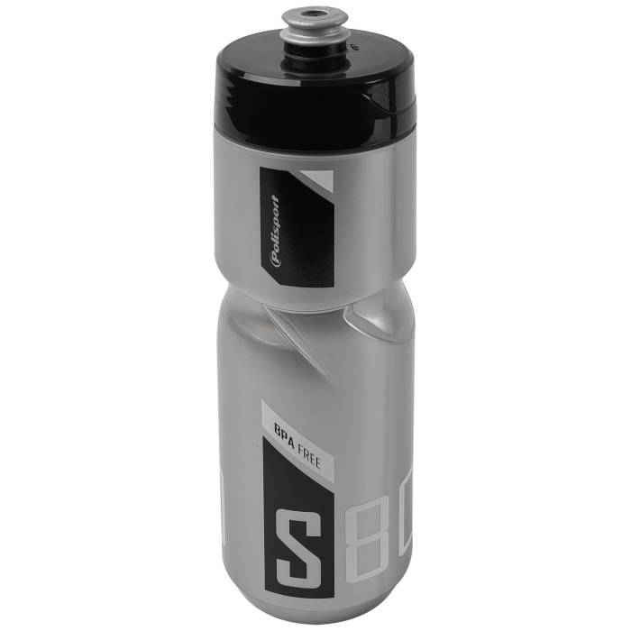 Polisport kulacs 800 ml S800 csavaros kupakkal, ezüst/fekete/fehér