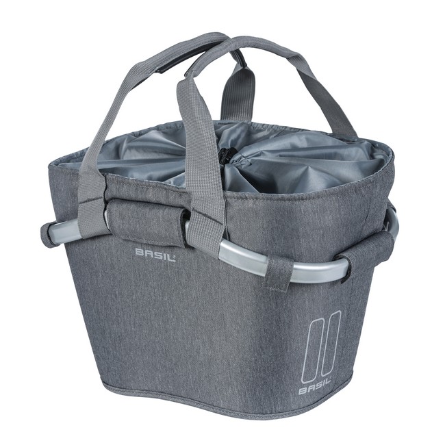 Basil elsõ kosár Classic Carry All Front Basket, KF kompatibilis, kormányadapter nélkül (TBA 70177), szürke