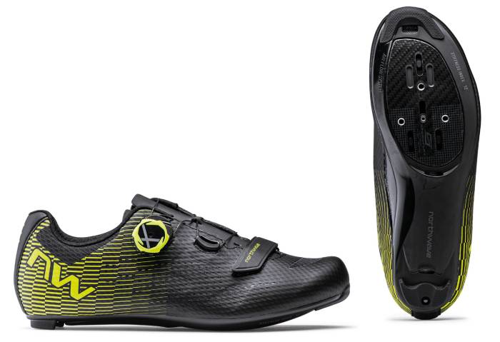 Cipő northwave road storm carbon 2 44,5 fekete/fluo sárga