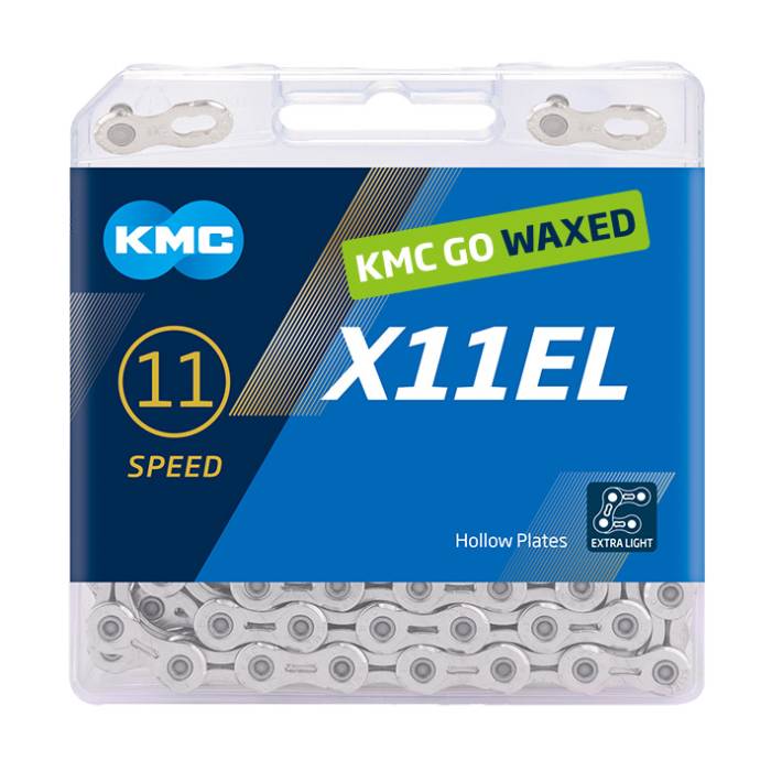 Lánc kmc x11 el wax 1/2x11/128 118l ezüst/ezüst 11s